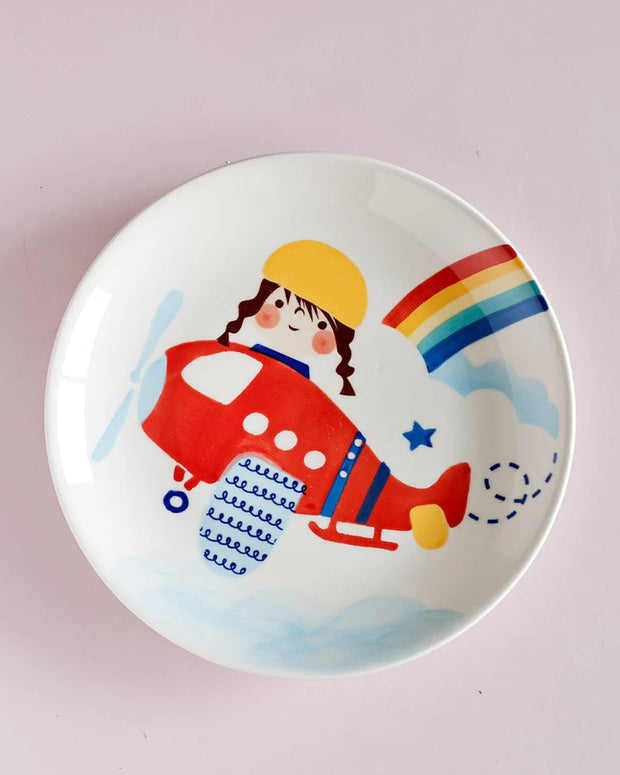 Pilot Handpainted Ceramic Plate - 7.90 x 7.90 x 1 Inches