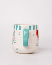 Stripe And Stem Handpainted Ceramic Coffee Mug - 4.72 x 3.15 x 3.54 Inches , 10 oz