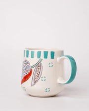 Stripe And Stem Handpainted Ceramic Coffee Mug - 4.72 x 3.15 x 3.54 Inches , 10 oz