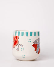 Stripe And Stem Handpainted Ceramic Coffee Mug - 4.72 x 3.15 x 3.54 Inches , 10 oz