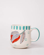 Stripe And Stem Handpainted Ceramic Coffee Mug - 4.72 x 3.15 x 3.54 Inches , 10 oz