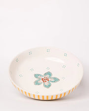 Stripe And Stem Handpainted Ceramic Pasta Bowl , 8.25 x 1.95 Inches , 23 oz
