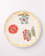 Stripe And Stem Handpainted Ceramic Round Platter , 10 x 1.18 Inches