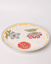 Stripe And Stem Handpainted Ceramic Round Platter , 10 x 1.18 Inches