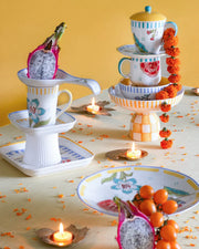 Stripe And Stem Handpainted Ceramic Snack Plate - 6.30 x 1.18 Inches