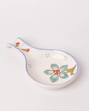 Stripe And Stem Handpainted Ceramic Spoon Rest - 8.85 x 4.72 x 1.18 Inches