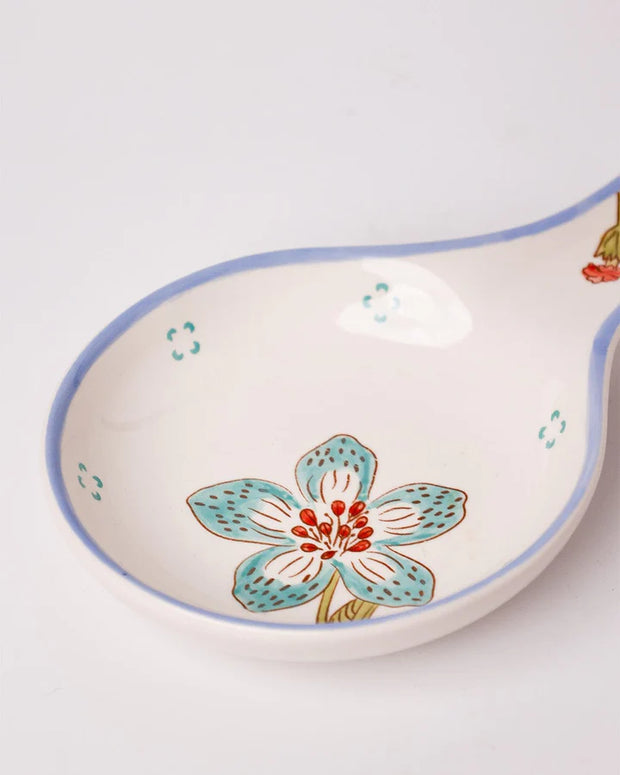 Stripe And Stem Handpainted Ceramic Spoon Rest - 8.85 x 4.72 x 1.18 Inches