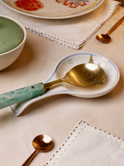 Stripe And Stem Handpainted Ceramic Spoon Rest - 8.85 x 4.72 x 1.18 Inches