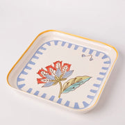 Stripe And Stem Handpainted Square Platter , 8.07  8.07 x 1.18 Inches
