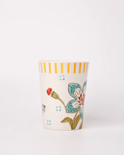 Stripe And Stem Tall Handpainted Ceramic Coffee Mug - 4.72 x 3.35 x 4.34 Inches , 12 oz
