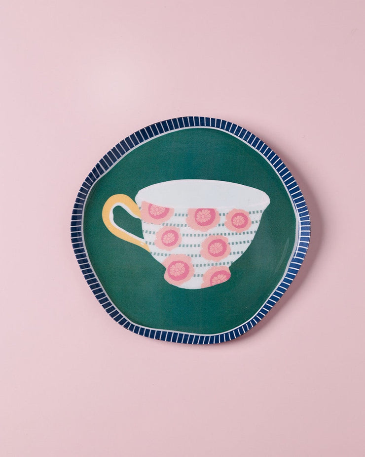 Teacups Metal Wall Plate, 7x7.5 Inche