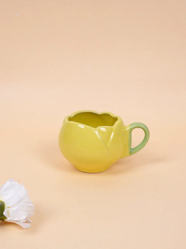 Spring Tulip Coffee Tea Cup & Saucer - Yellow, 250ml