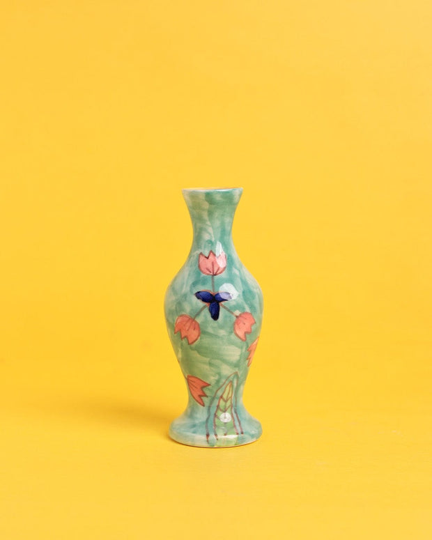 Ayna Handpainted Ceramic Bud Vase, D 2.5 X H 6 Inches