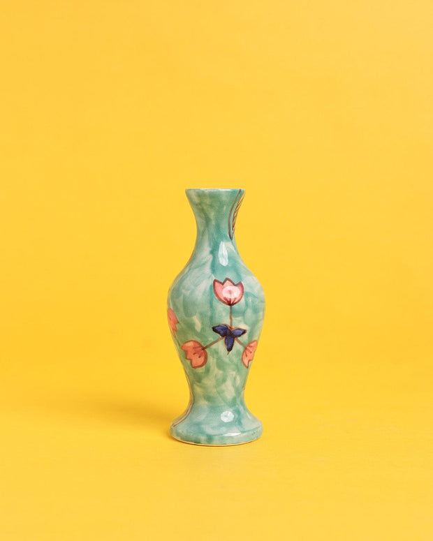 Ayna Handpainted Ceramic Bud Vase, D 2.5 X H 6 Inches