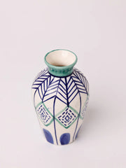 Verde Handpainted Dark Blue Ceramic Mini Vase - 2.25 x 4 Inches