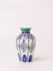 Verde Handpainted Dark Blue Ceramic Mini Vase - 2.25 x 4 Inches