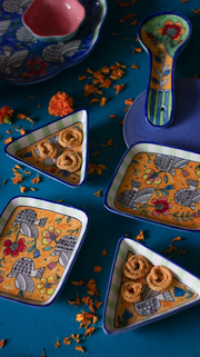Perch Handpainted Ceramic Spoon Rest - Multi , 9.84 x 3.75 x 1.18 Inches