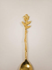 Flower Dessert Spoon Gold- Set Of 6,  4.75 X 0.75 inches