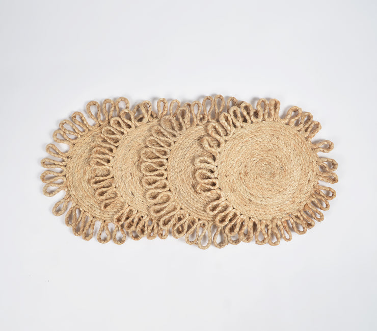 Braided Jute Spiral Sun Placemats (Set of 4), 16 Inch
