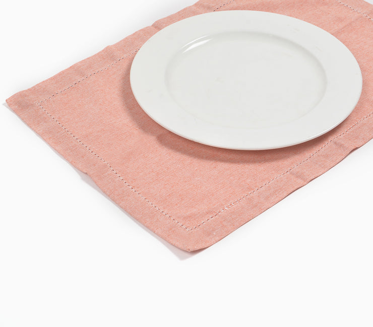 Solid Chambray Weave Placemats With Hem Stitch (set of 6)