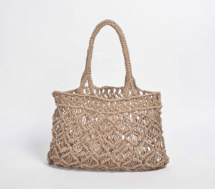 Macrame Jute Summer beach bag, 17.5 X 13.5 Inch