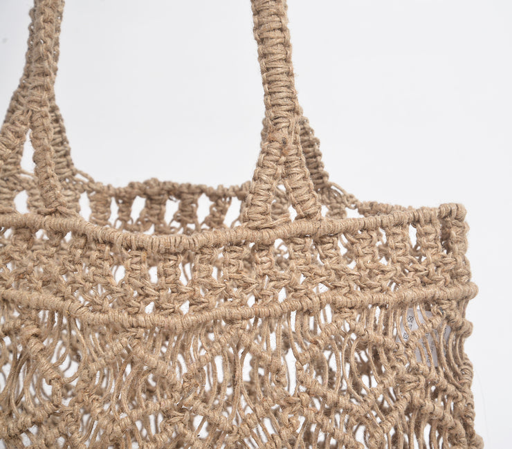 Macrame Jute Summer beach bag, 17.5 X 13.5 Inch