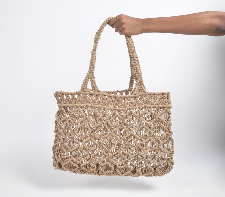 Macrame Jute Summer beach bag, 17.5 X 13.5 Inch