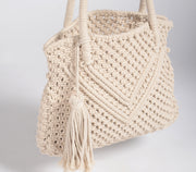 Hand-knotted macrame summer bag, 16.5 x 11 Inch