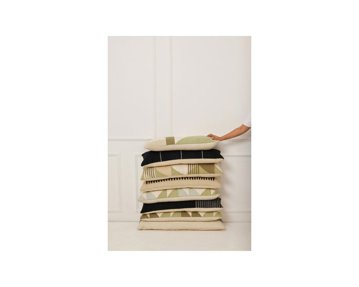 GoodWeave Certified Stripe Lumbar Wool Pillow - Black