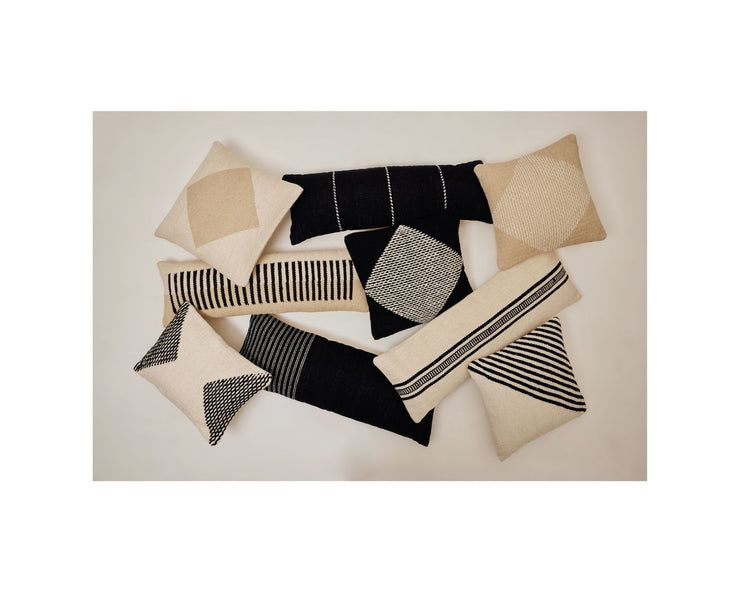 GoodWeave Certified Diagonal Stripe Wool Pillow - Biscotti