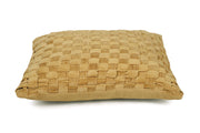 Checked Hand Woven Velvet Square Cushion Clay -18x18 Inch