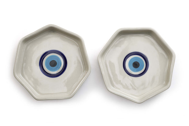 Hexagon Ceramic Evil Eye Serving Dish