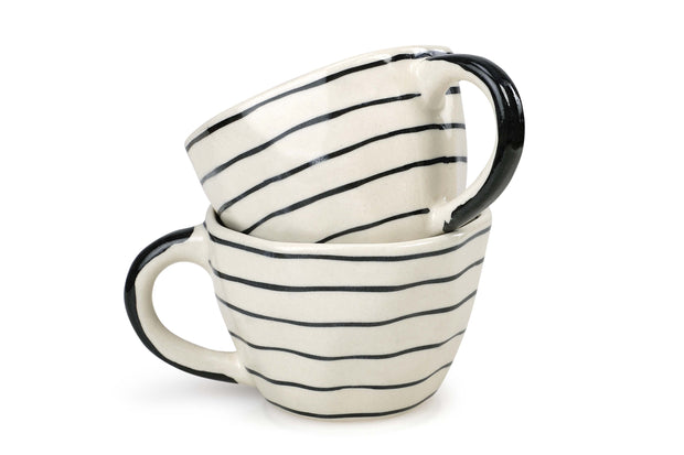 Ceramic Horizontal Black Stripe Cup