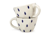 Raindrop Ceramic Coffee Cup,  Ivory & Blue