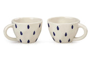 Raindrop Ceramic Coffee Cup,  Ivory & Blue