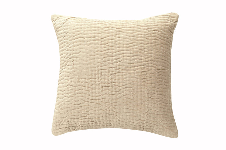 Velvet Kantha Handmade Pillow Biscotti -18x18