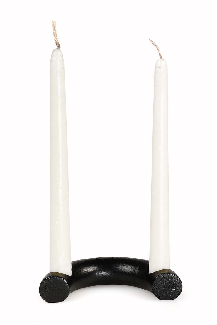 Nordic Style C Shaped Concrete Candle holder-  Black