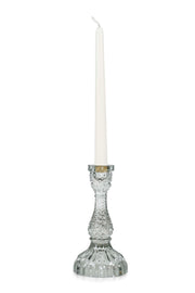 Vintage Glass Candle Stick Holder Set of 2 - White