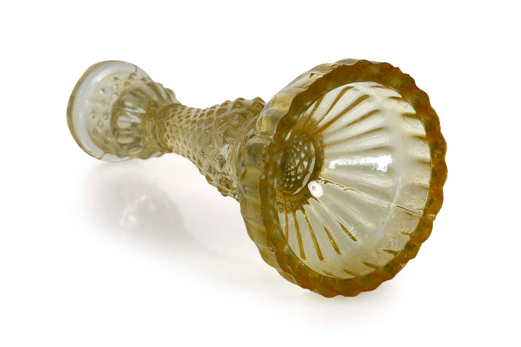 Vintage Glass Candle Stick Holder Set of 2 - Yellow