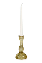 Vintage Glass Candle Stick Holder Set of 2 - Yellow