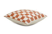 Aaakar Checkered Block Printed Throw Pillow, Rust  18x18 inch