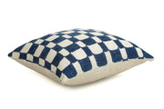 Aaakar Checks BlockPrinted Throw Pillow, Indigo - 18x18 inch