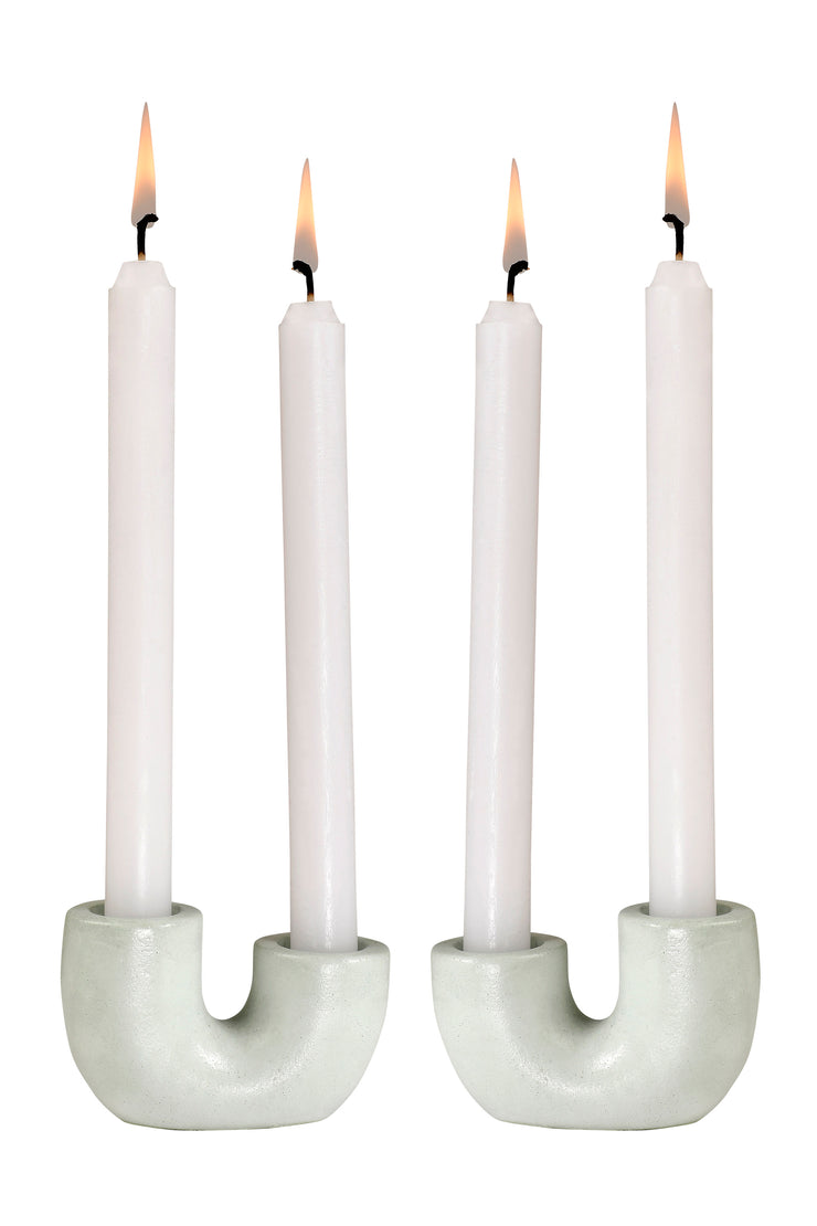 Nordic Style U Shaped Concrete Candle holder-  Light Green