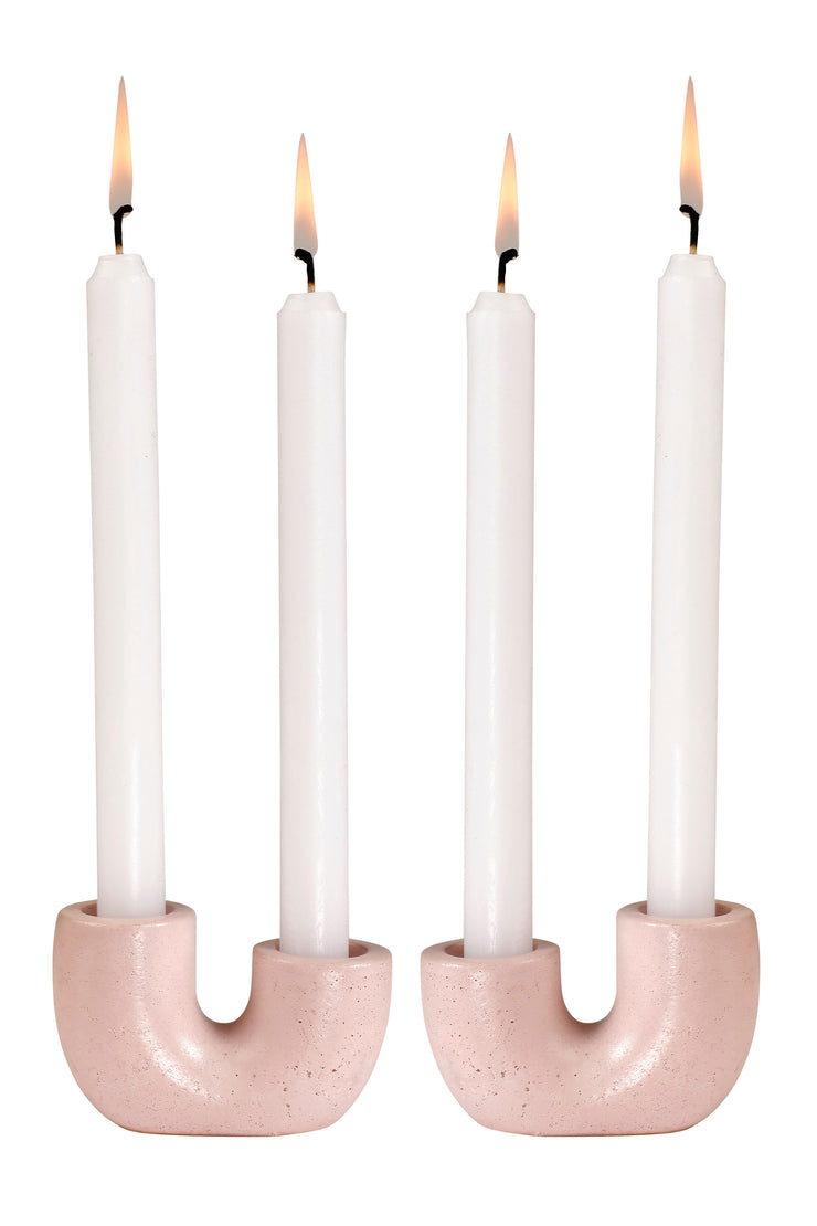 Nordic Style U Shaped Concrete Candle holder-  Pink