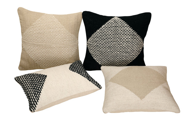 GoodWeave Certified Diagonal Stripe Wool Pillow - Black