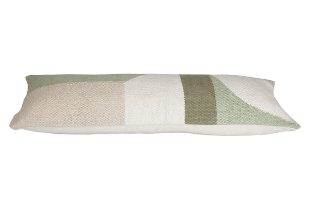 Handmade Geo Shapes Lumbar Pillow, Sage- 12x30 inch
