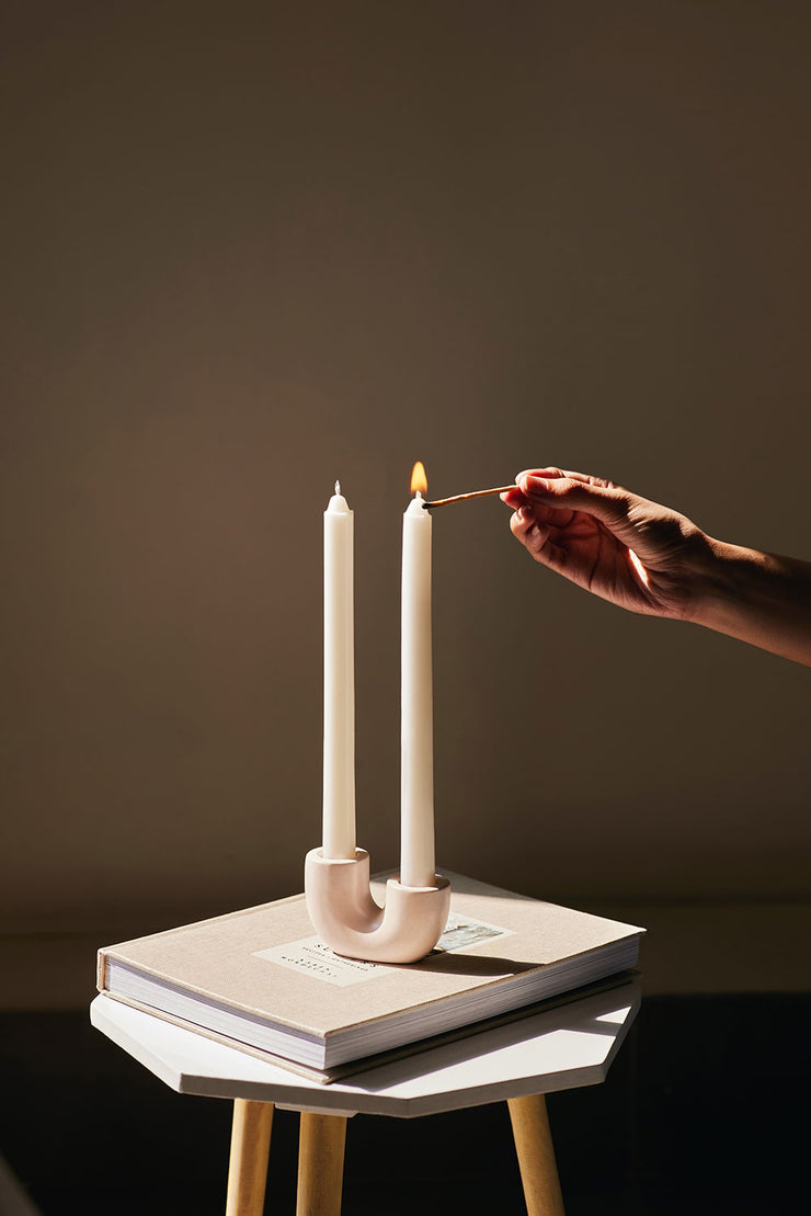 Nordic Style U Shaped Concrete Candle holder- Ivory