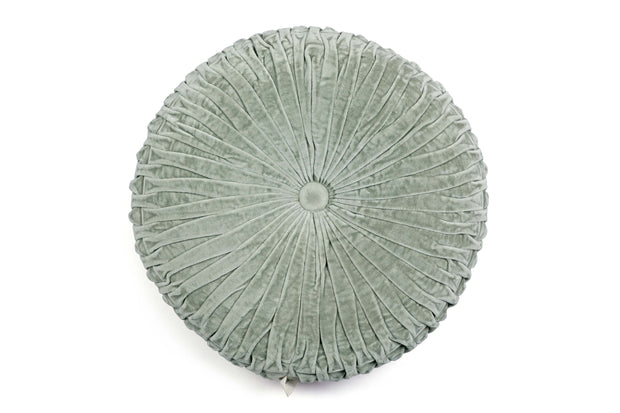 Velvet Round Handmade Pillow Sage Green  - 16 Inch