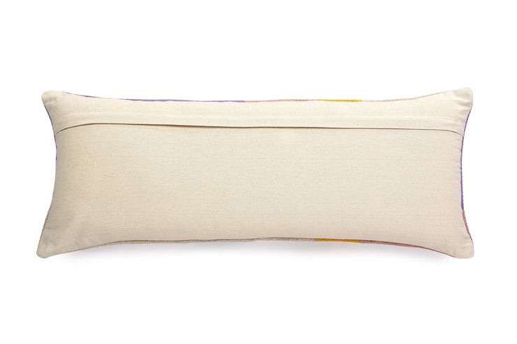 Handmade Geo Shapes Lumbar Pillow, Purple- 12x30 Inch