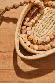 Fall Wooden Geometric Beads Garland with Jute Tassel-39 inch
